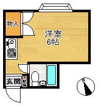 １間の物入れの付いたお部屋