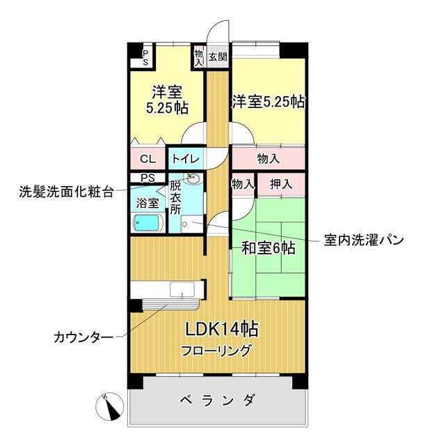 Ｃ号室間取南南西向き