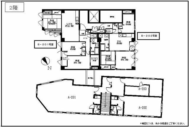 ２階（Ａ棟＋Ｂ棟）間取図