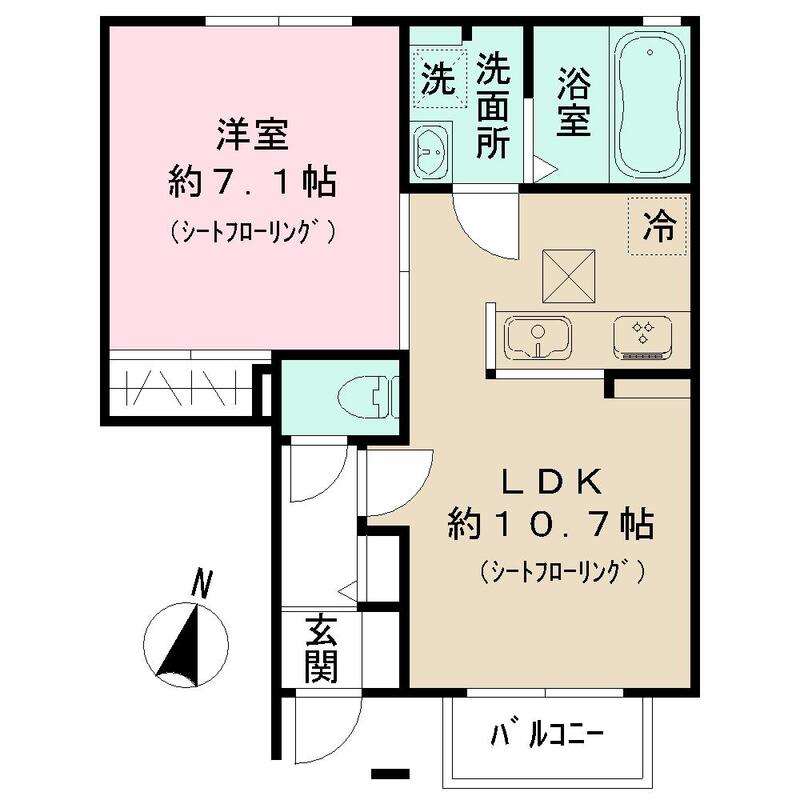 クレールＫⅡ１０２号室 間取