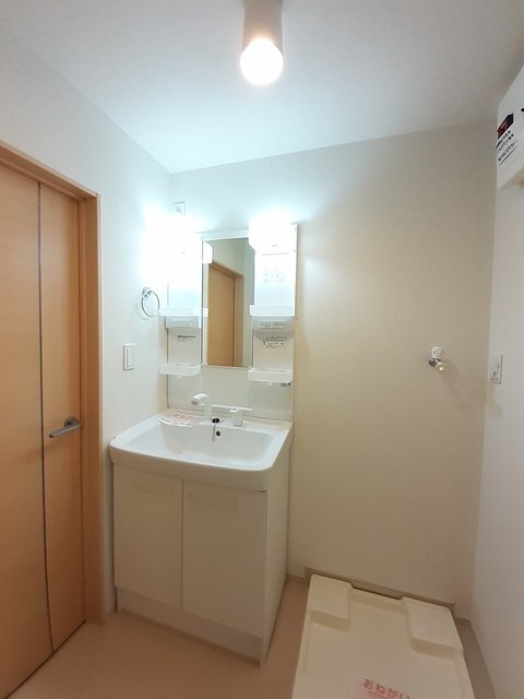 シャワー付き洗面台、室内洗濯機置き場