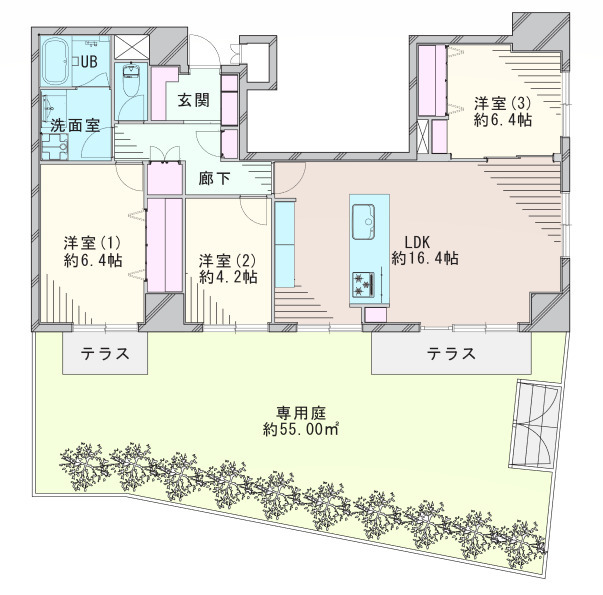 専有面積79.11㎡・専用庭約55㎡