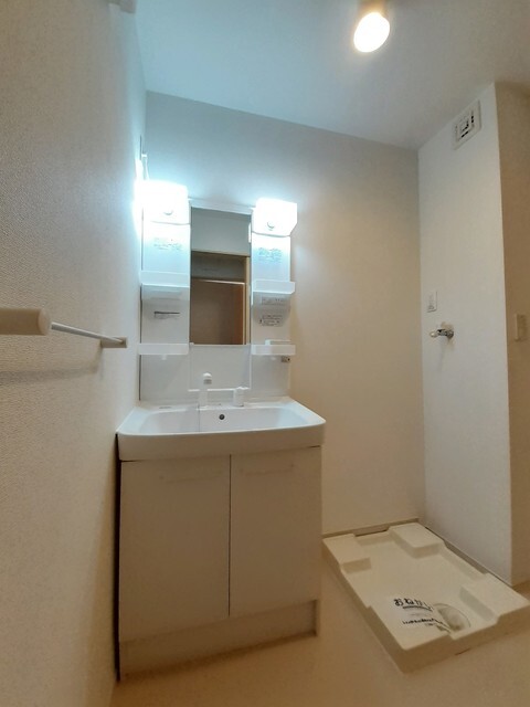 シャワー付き洗面台、室内洗濯機置き場