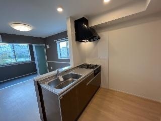 ２口ガスコンロ付き、対面式キッチン※建築中の為、イメージです。