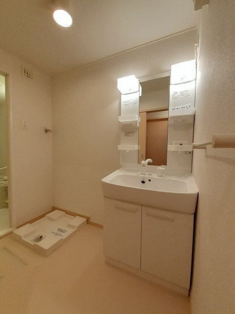 シャワー付き洗面台、室内洗濯機置き場