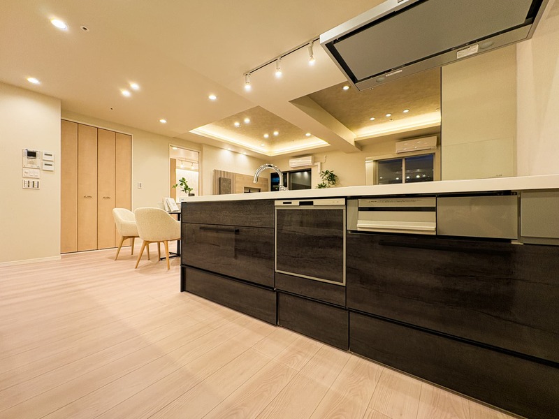 黒を基調としたシックなシステムキッチン