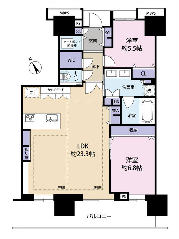 間取り図です。住みやすい2LDKプラン♪