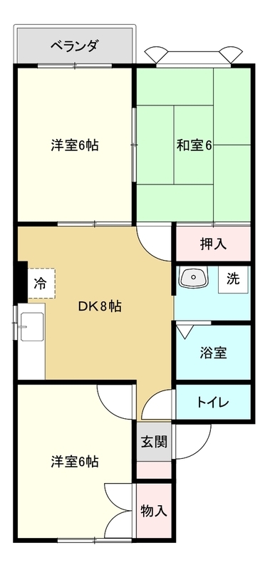 各部屋6帖以上の広い間取りです。