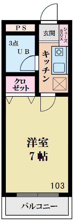 エスポアール大成103号室間取り図