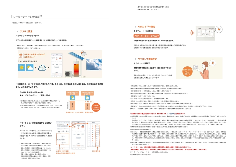 新規のエコキュートはアプリで日射量予報を利用し、上手く太陽光発電を利用でき節約できます！