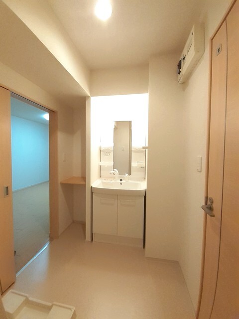 シャワー付き洗面台、室内洗濯機置き場