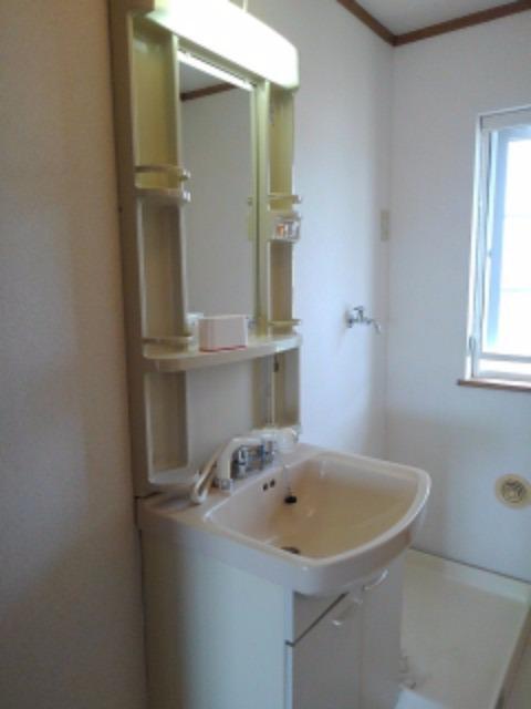 シャワー付き洗面台、室内洗濯機置き場