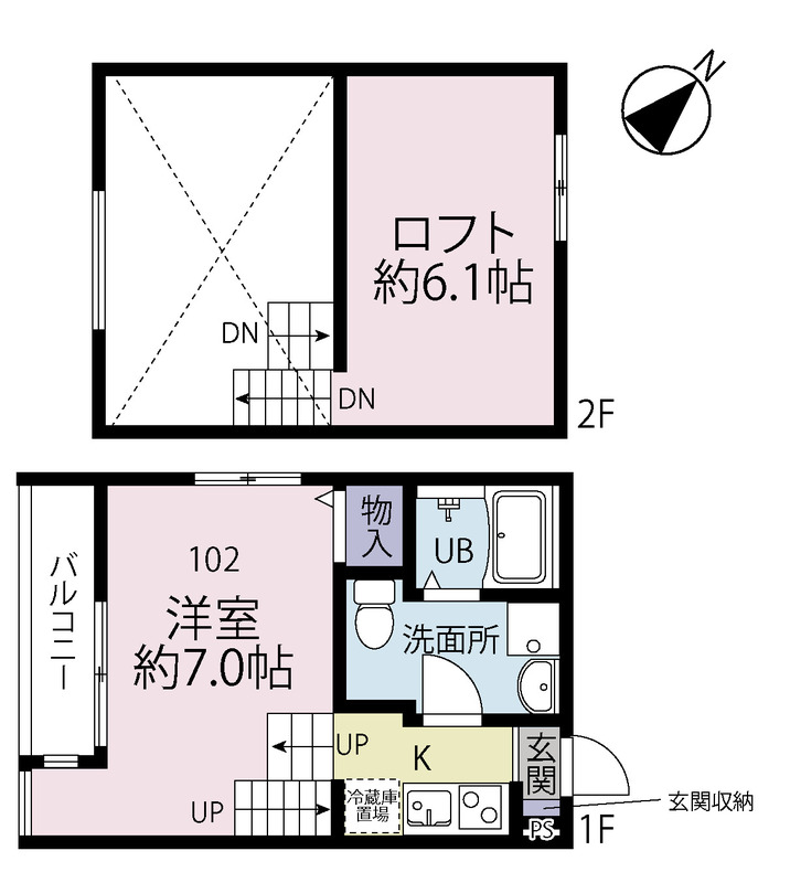 広々約6.1帖の広々ロフト付き！収納付きのお部屋です♪
