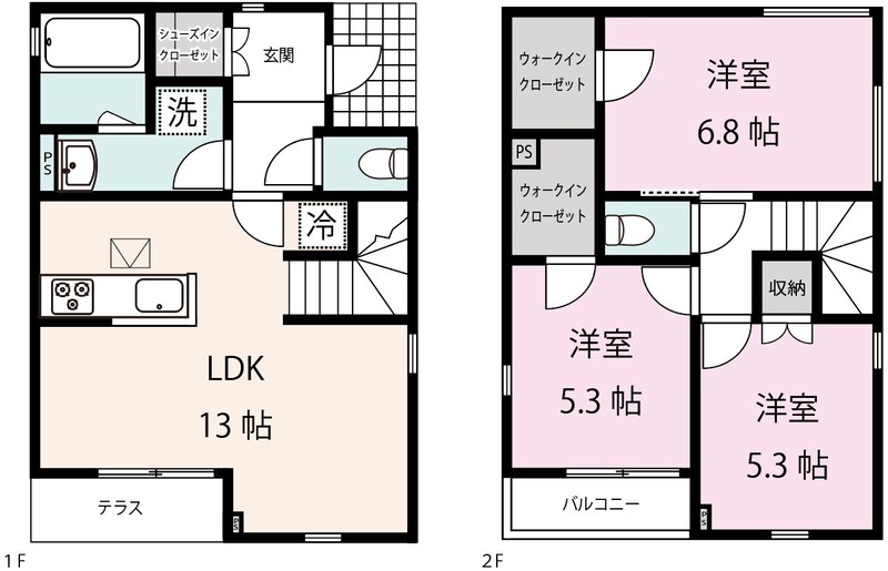 ３LDK　77.3㎡　戸建ての物件です