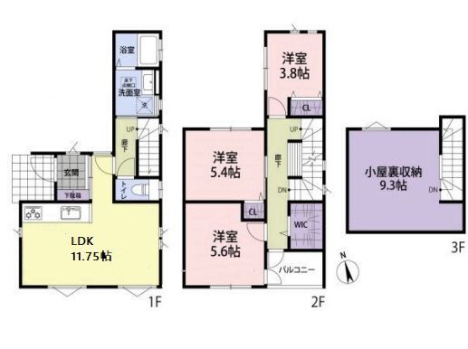 ファミリーに人気の3LDK☆うれしい小屋裏収納付きです。