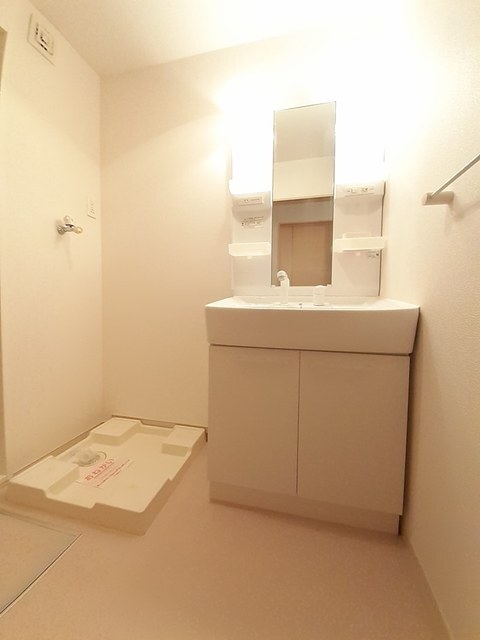 シャワー付き洗面台、室内洗濯機置き場