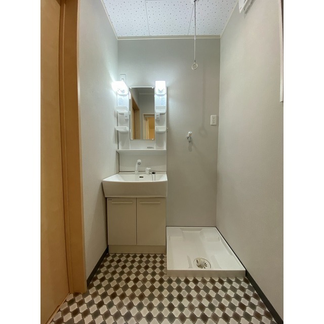 シャワー付き洗面台、室内洗濯機置き場