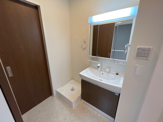 シャワー付き洗面台、室内洗濯機置き場