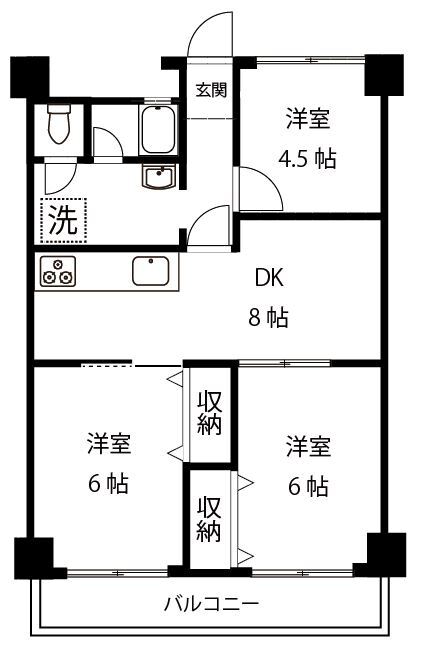 3DK 56.25㎡　全洋室です。