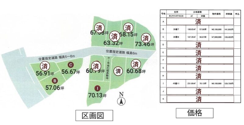 区画図　C,I号地も分譲中です。