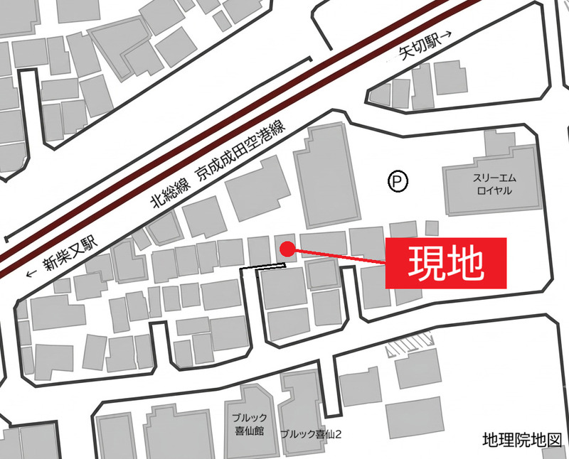東京都葛飾区柴又5-30-22戸建 現地案内図