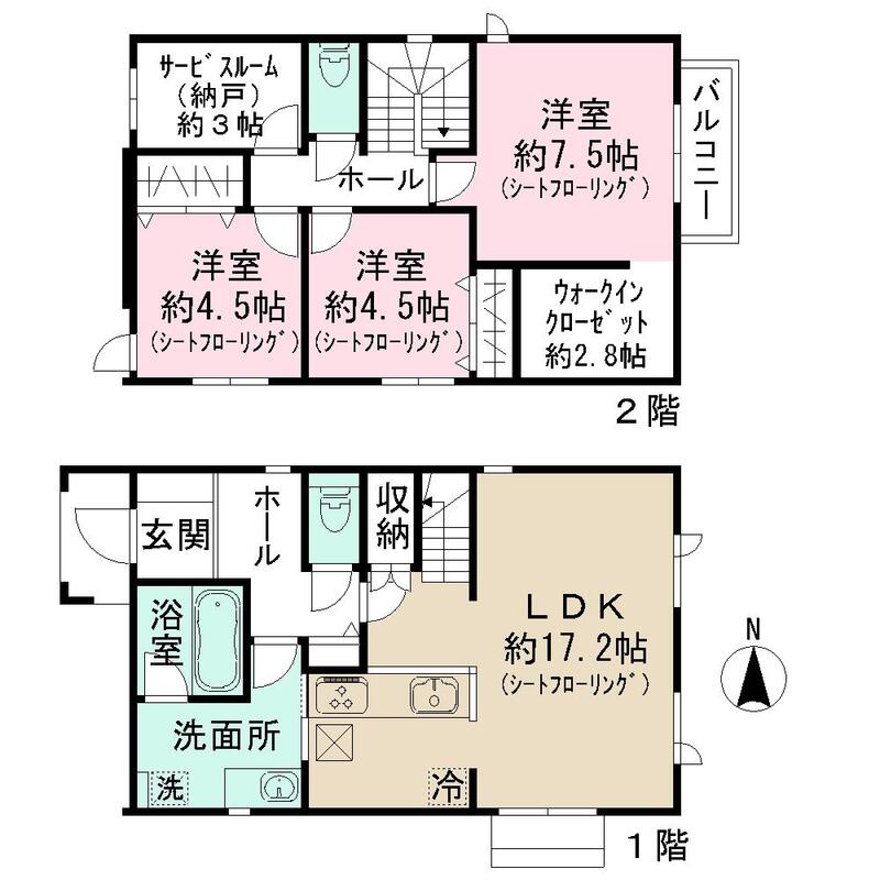 松戸市大金平１２３戸建賃貸 間取