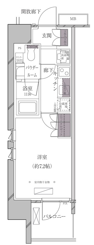 Ａ－ｓｔａｎｄａｒｄ芝浦 1104の間取り図