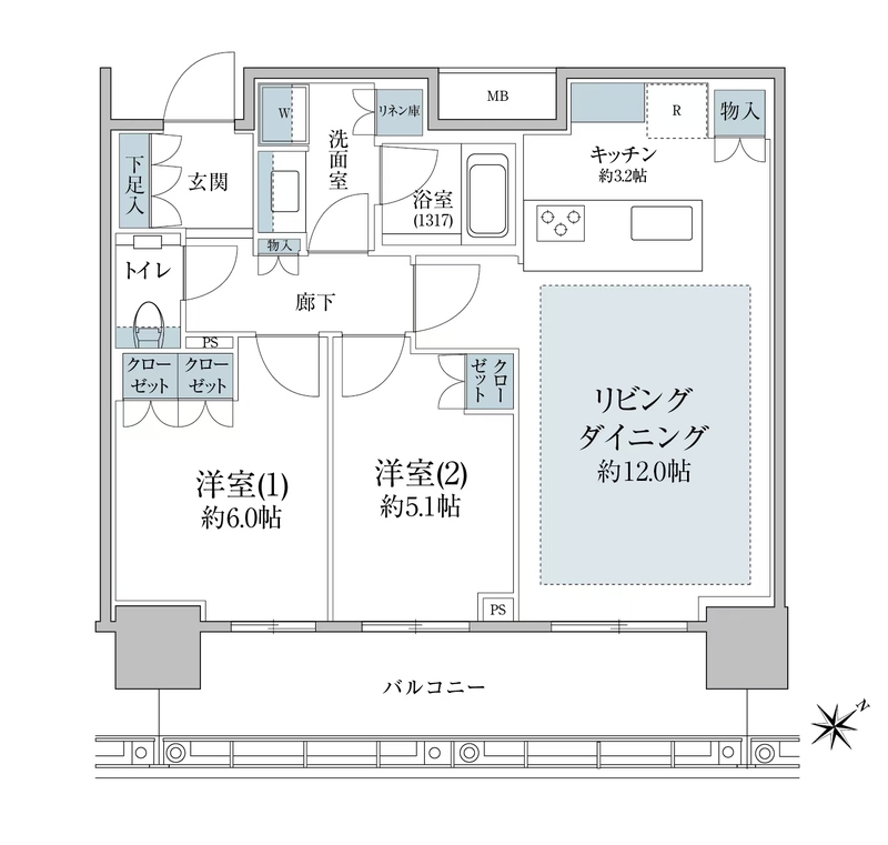 Brillia Tower 浜離宮 2908の間取り図