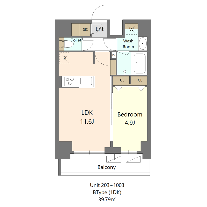 S-RESIDENCE新宿早稲田avelis 1004の間取り図