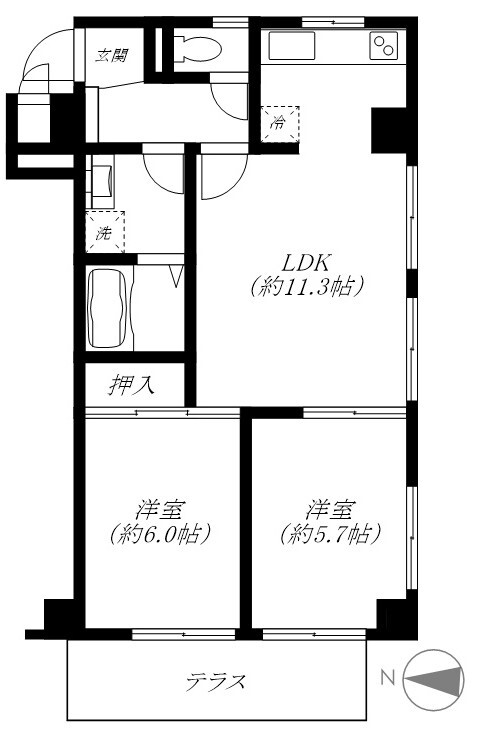 マンション中落合ガーデニア 105 間取り図（募集元提供）
