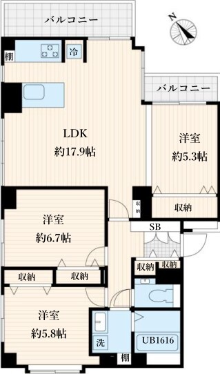 高輪ハイツ 301の間取り図