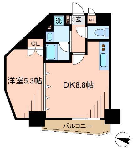 レックス神宮外苑 302の間取り図