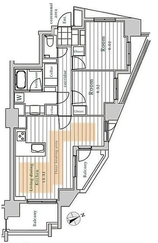 レスピール早稲田 302 間取り図(募集元提供)
