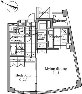 レジディアタワー乃木坂 0403 間取り図